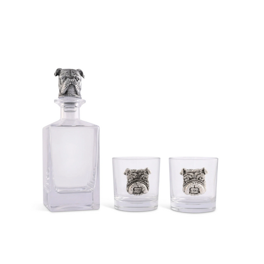 Bulldog Decanter Set with Glasses