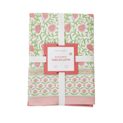 Floral Block Print Tablecloth-Two Sizes