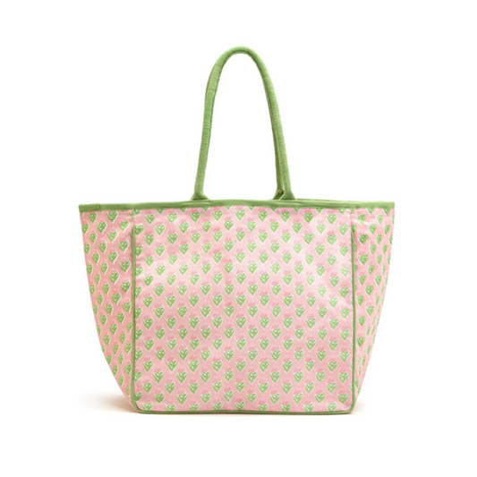 Floral Block Printed Tote Bag Assorted 3 Patterns - Cotton Canvas