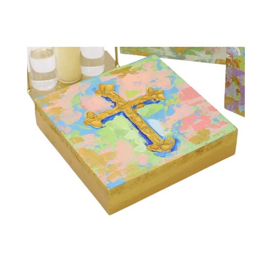 Hand painted Cross Wood Box Sign