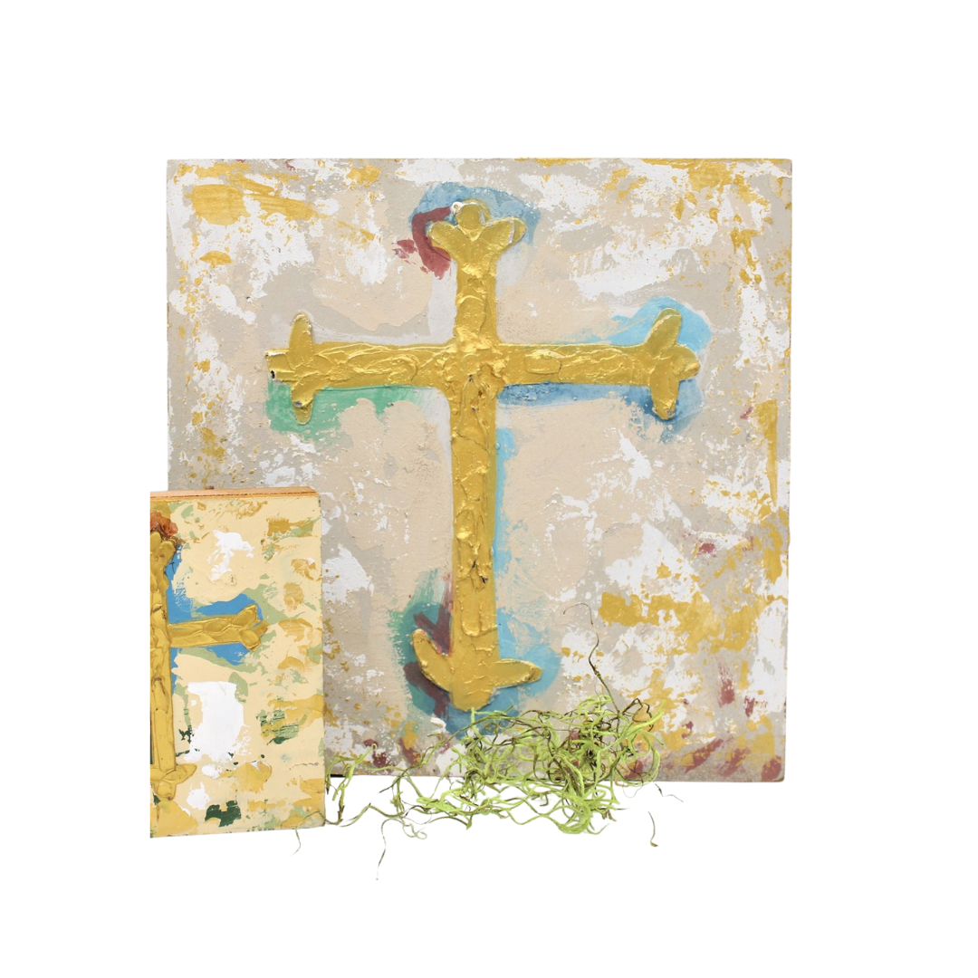 Hand painted Cross Wood Box Sign
