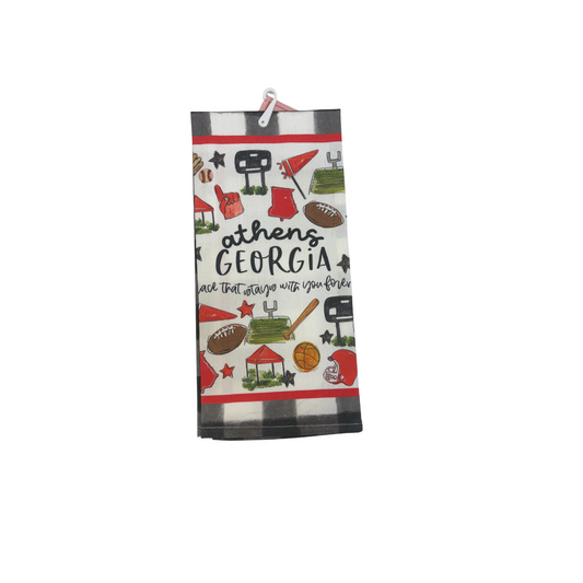 Athens, Ga Collage Style Gingham Towel