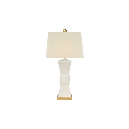 Porcelain Dove White Square Vase Lamp