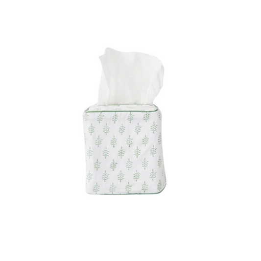 Weezie Tissue Box Cover- Green Leaf