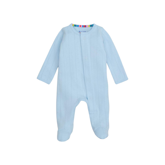 Love Lines Blue Pointelle Footie
