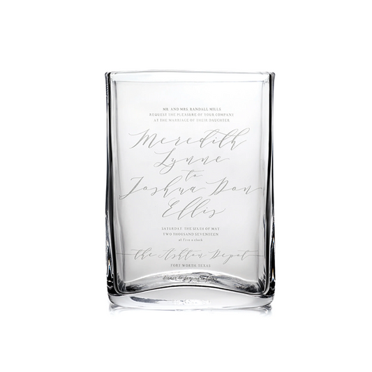 Simon Pearce Engraved Invitation Vase