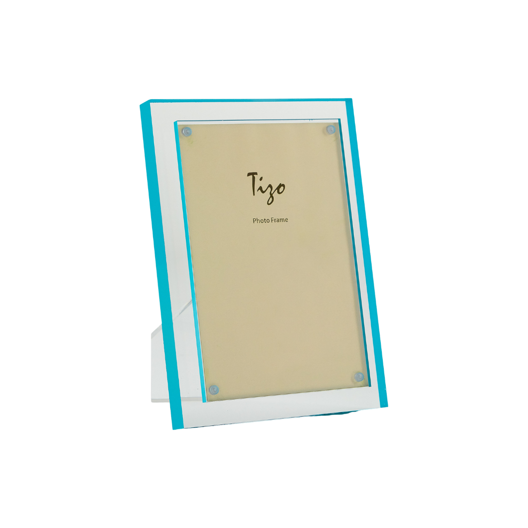 Tizo Design 4x6 Lucite Frame with Turquoise Double Border