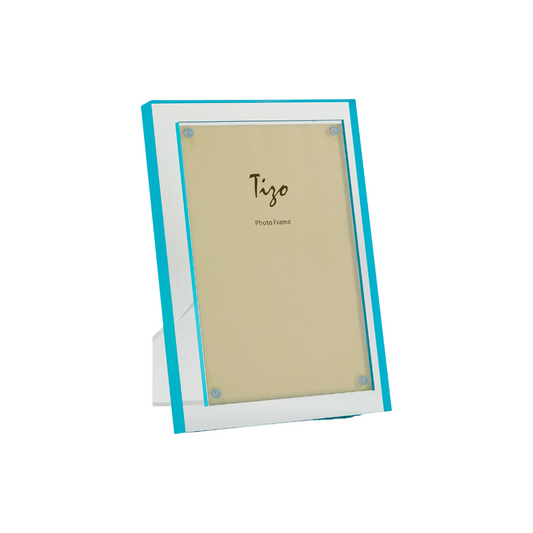 Tizo Design 4x6 Lucite Frame with Turquoise Double Border