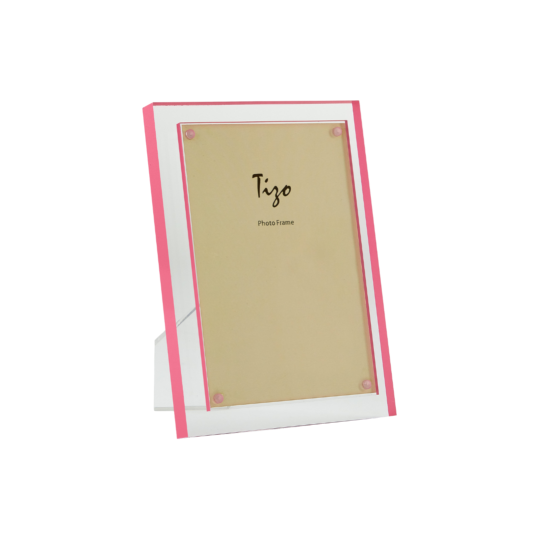 Tizo Design 4x6 Lucite Frame with Pink Double Border