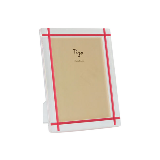 Tizo Design 5x7 Lucite Frame with Pink Inlay Design