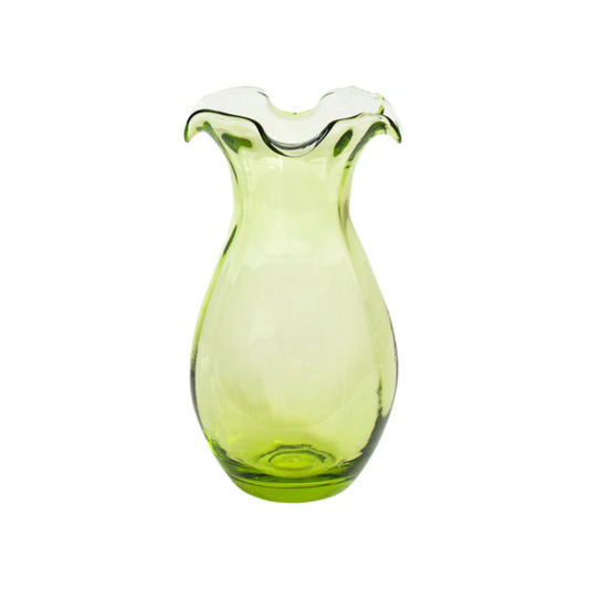 Vietri Hibiscus Glass Green Vertical Small Fluted Vase