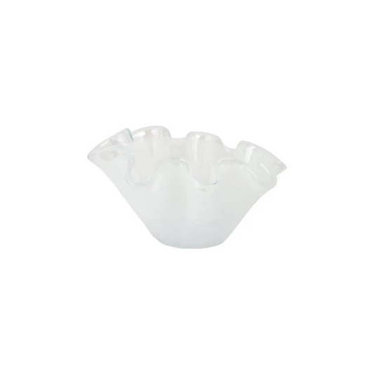 Vietri Onda White Glass Petite Ruffled Bowl