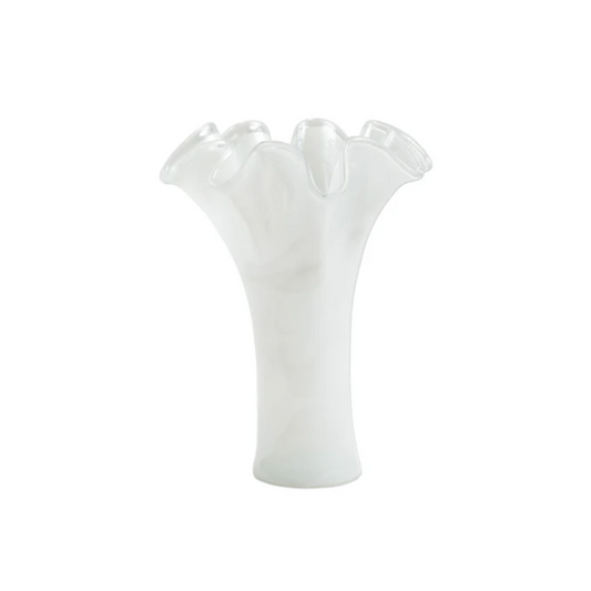 Vietri Onda White Glass Short Vase