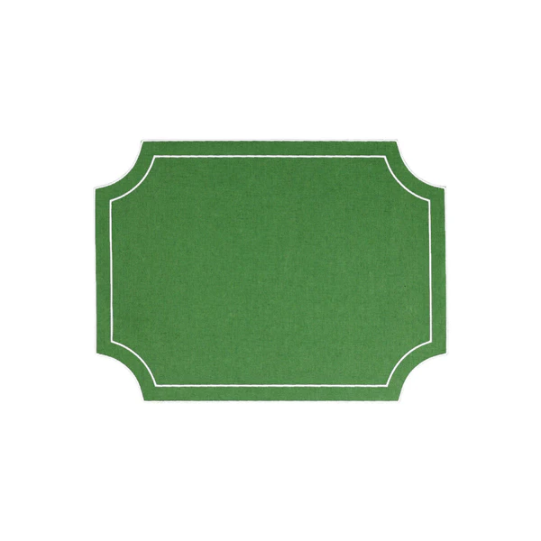Vietri Sage Green Tessuti Rectangular Placemats with White Stitching