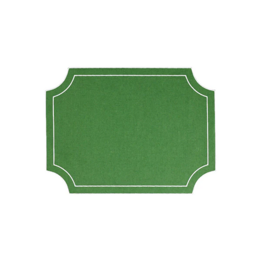 Vietri Sage Green Tessuti Rectangular Placemats with White Stitching