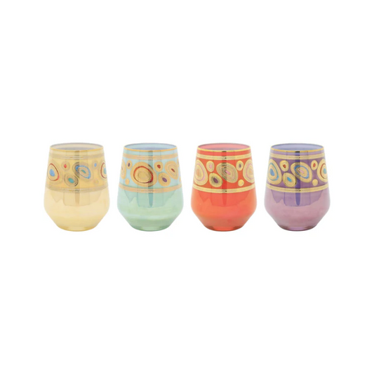 Vietri Regalia Assorted Stemless Wine Glasses - Set of 4