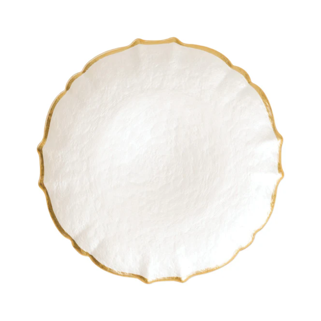 Vietri Baroque Glass White Service Plate/ Charger