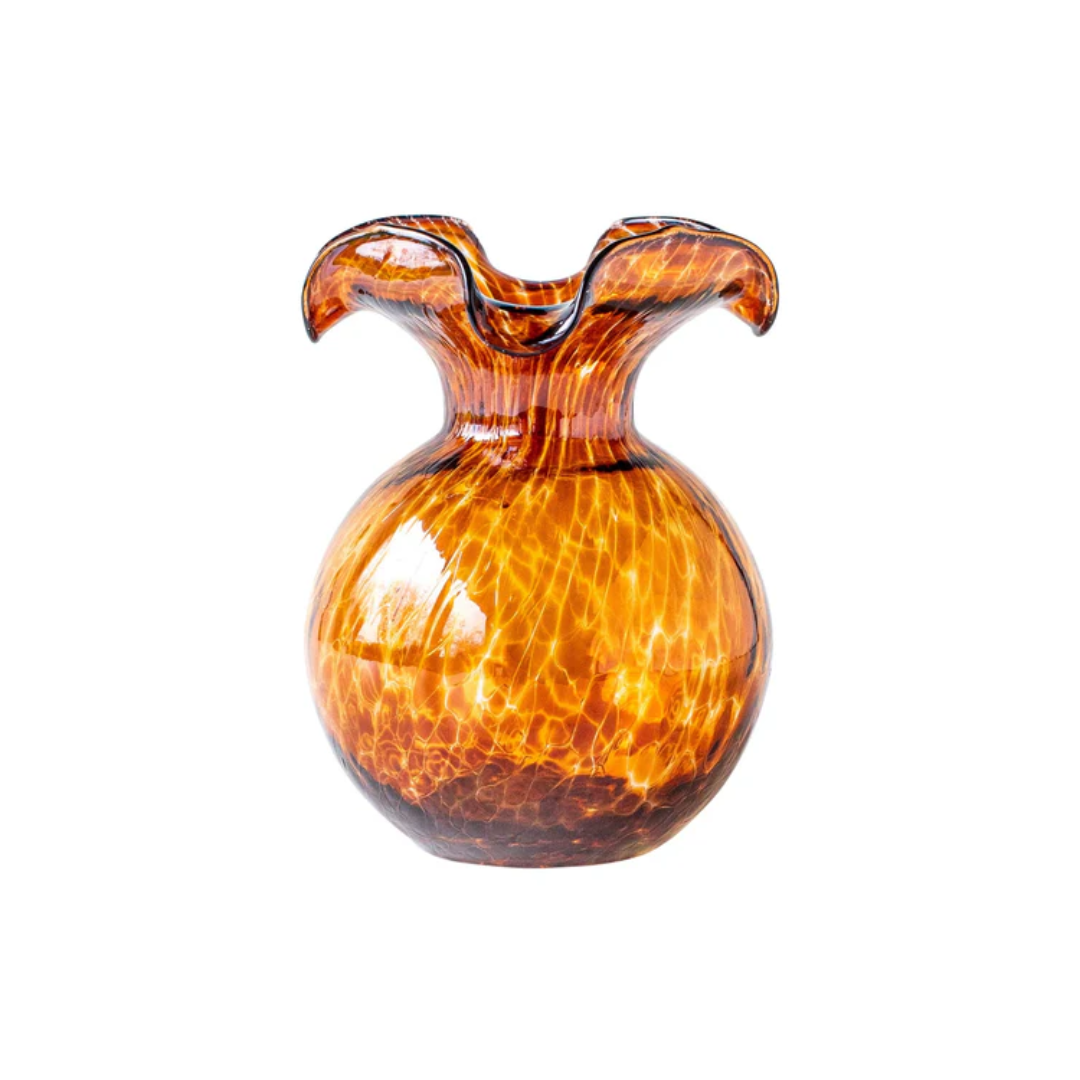Vietri Hibiscus Brown Tortoiseshell Small Fluted Vase