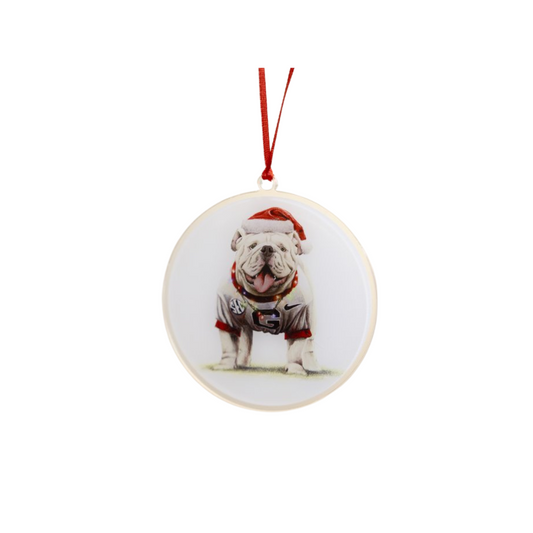 Bryan Horn Art Round Acrylic Christmas Bulldog Ornament