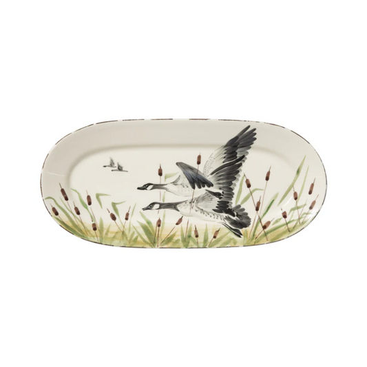 Vietri Wildlife Geese Small Oval Platter