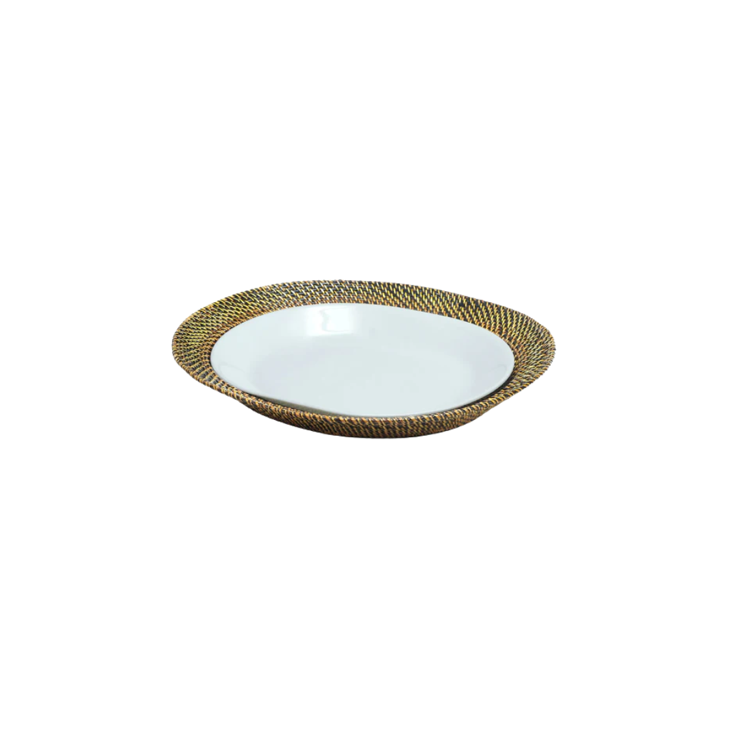 Calaisio Oval Serving Tray Platter, incl. White Laminated Glass 12.25x10