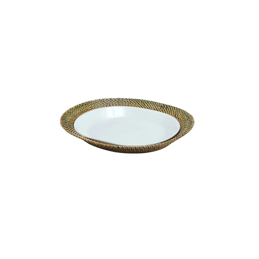 Calaisio Oval Serving Tray Platter, incl. White Laminated Glass 12.25x10