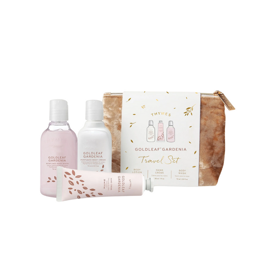 Thymes Goldleaf Gardenia Travel Set with Beauty Bag