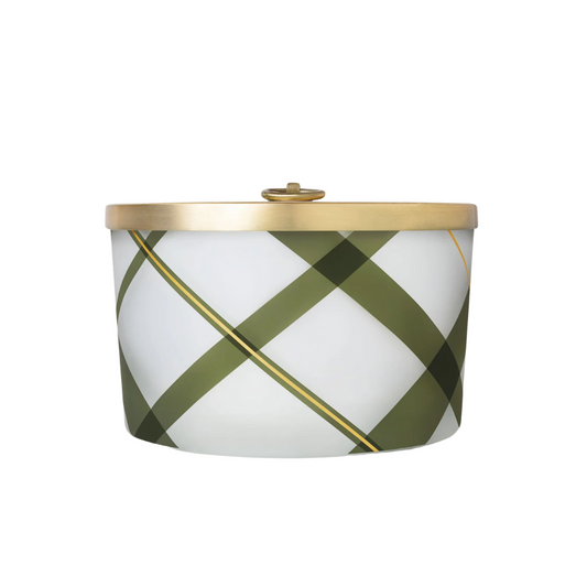 Thymes Frasier Fir Frosted Plaid Large 3-Wick Poured Candle