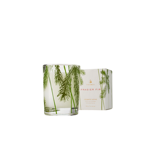 Thymes Frasier Fir Votive Candle, Pine Needle Design