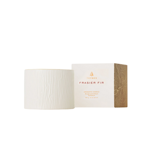 Thymes Frasier Fir Gilded Ceramic Poured, Petite Candle