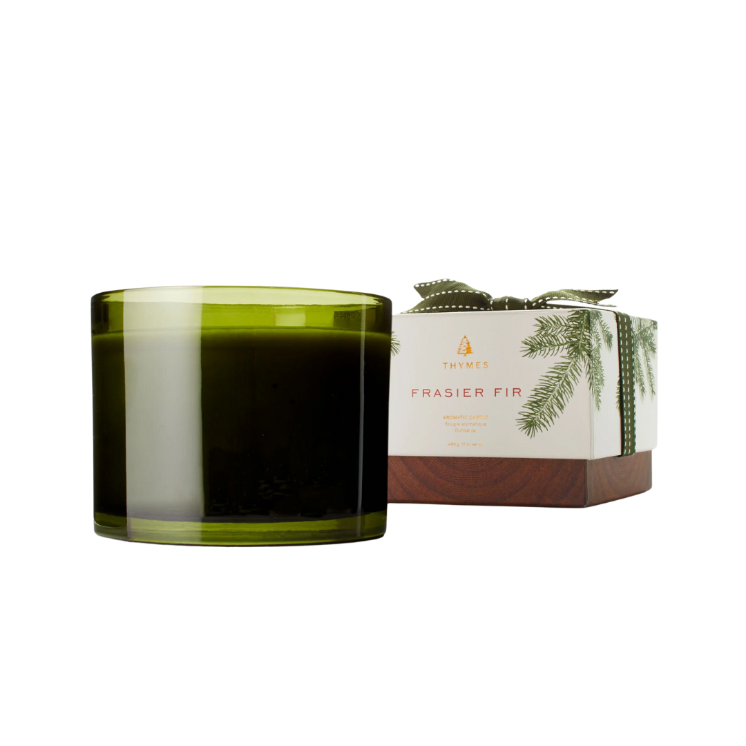 Thymes Frasier Fir Poured Candle, Green 3-Wick
