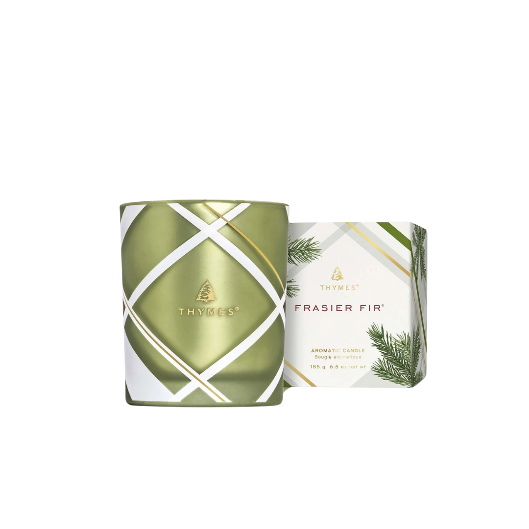 Thymes Frasier Fir Poured Candle, 6.5 oz Plaid