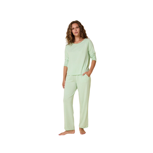 Essential Stripe Pima Knit Simple Set - Pistachio