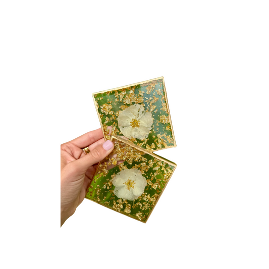 Eastwind Designs Gold with Poinsettia Coaster