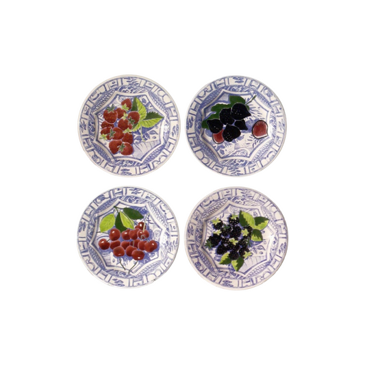Gien Oiseau Bleu Fruits Assorted Dessert Plates