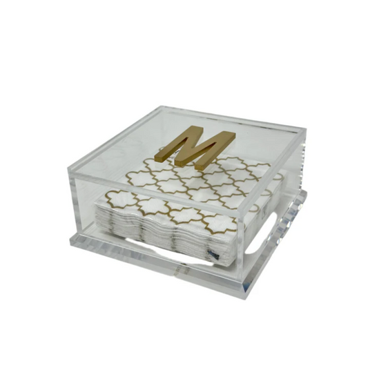 Southern Tribute Clear Monogram Cocktail Napkin Box