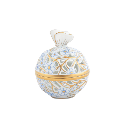 Herend Openwork Ball with Butterfly- Blue