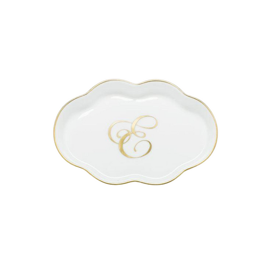 Herend Scalloped Tray with Monogram - E