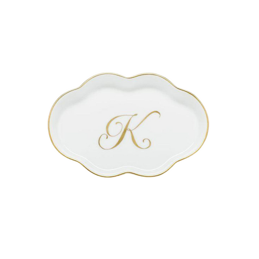 Herend Scalloped Tray with Monogram - K