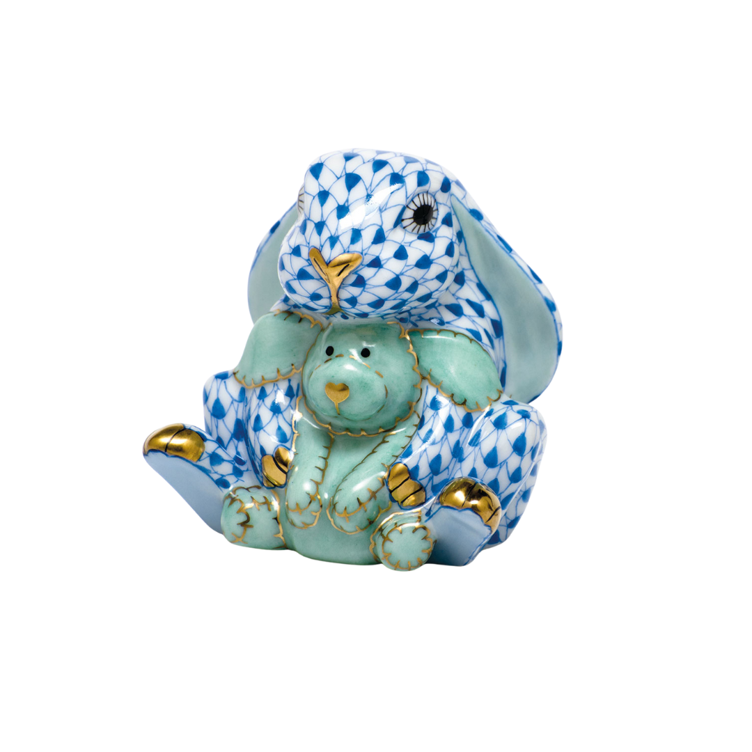 Herend Bunny with Lovey- Blue