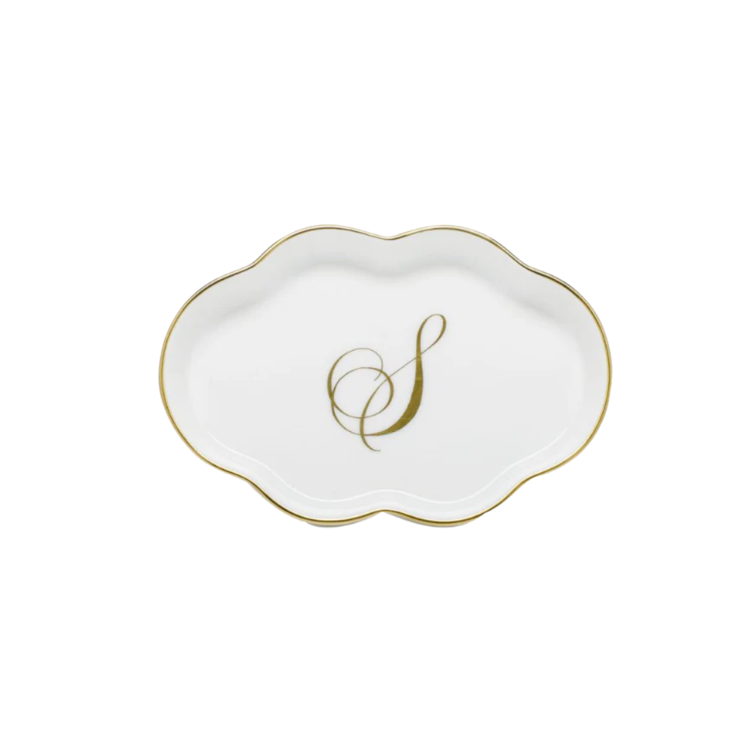 Herend Scalloped Tray with Monogram - S