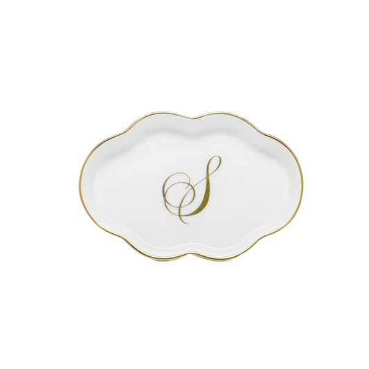 Herend Scalloped Tray with Monogram - S