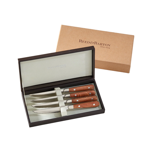 Reed & Barton Fulton set of 4 Wooden Steak Knives