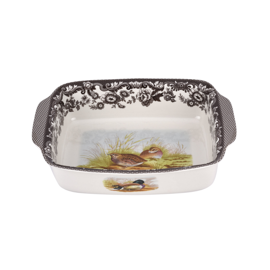 Spode Woodland Rectangular Handled Dish Quail