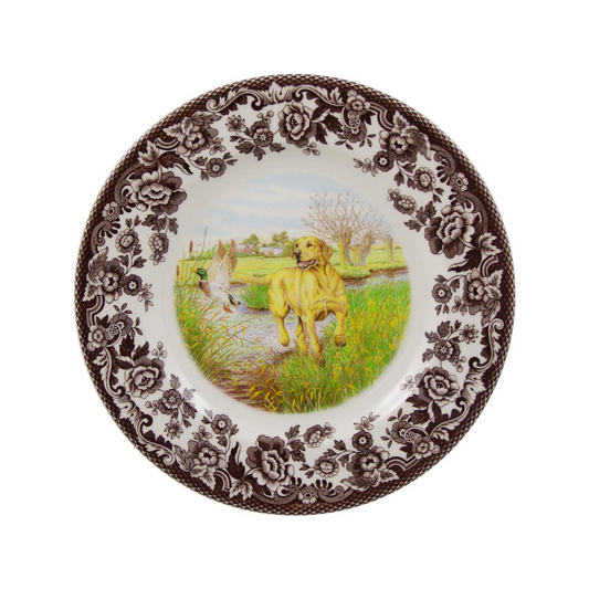 Spode Woodland Dogs Salad Plate 8" Yellow Lab
