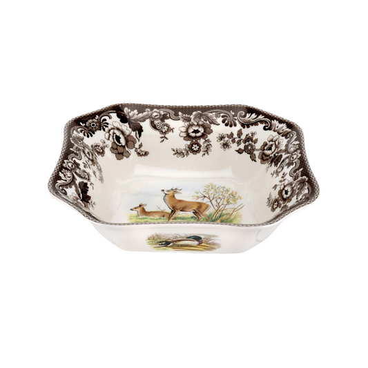 Spode Woodland Square Serving Bowl 9.5x3" Deer