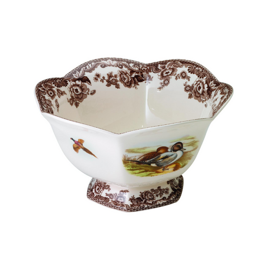 Spode Woodland Hexagonal Footed Bowl 8.5"
