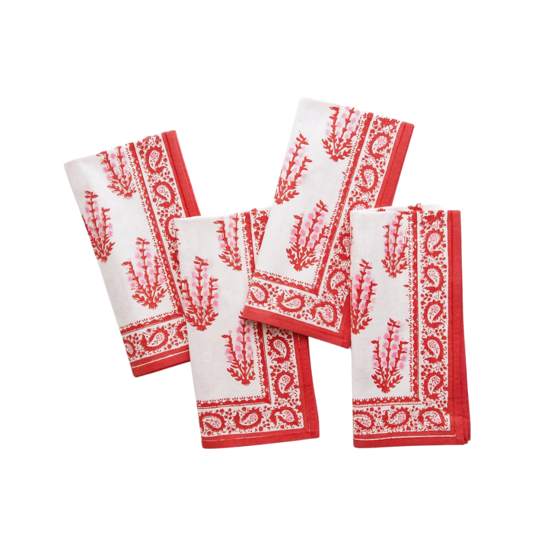 Pomegranate Sagar Red & Pink Napkin | Set of 4