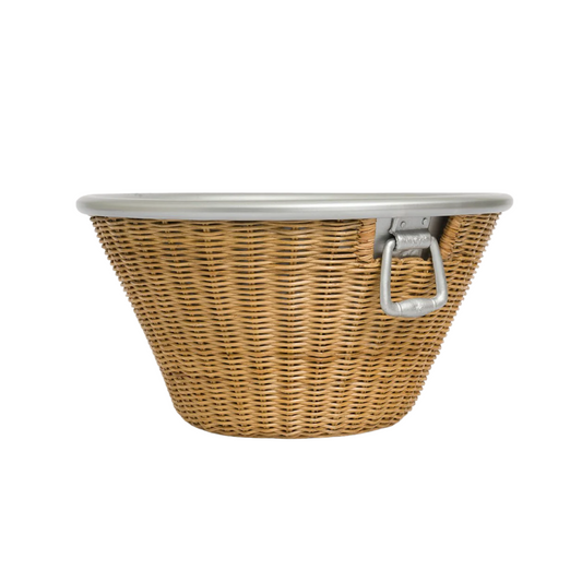 Pomegranate Woven Rattan and Aluminum Ice Bucket with Handles