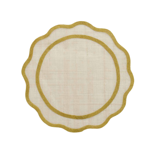 Pomegranate Yellow Scalloped Rice Paper Placemat- Set of 4